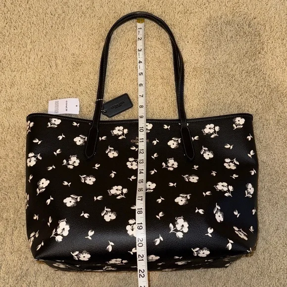 Coach Black and White Floral Tote Bag - Picture 12 of 15